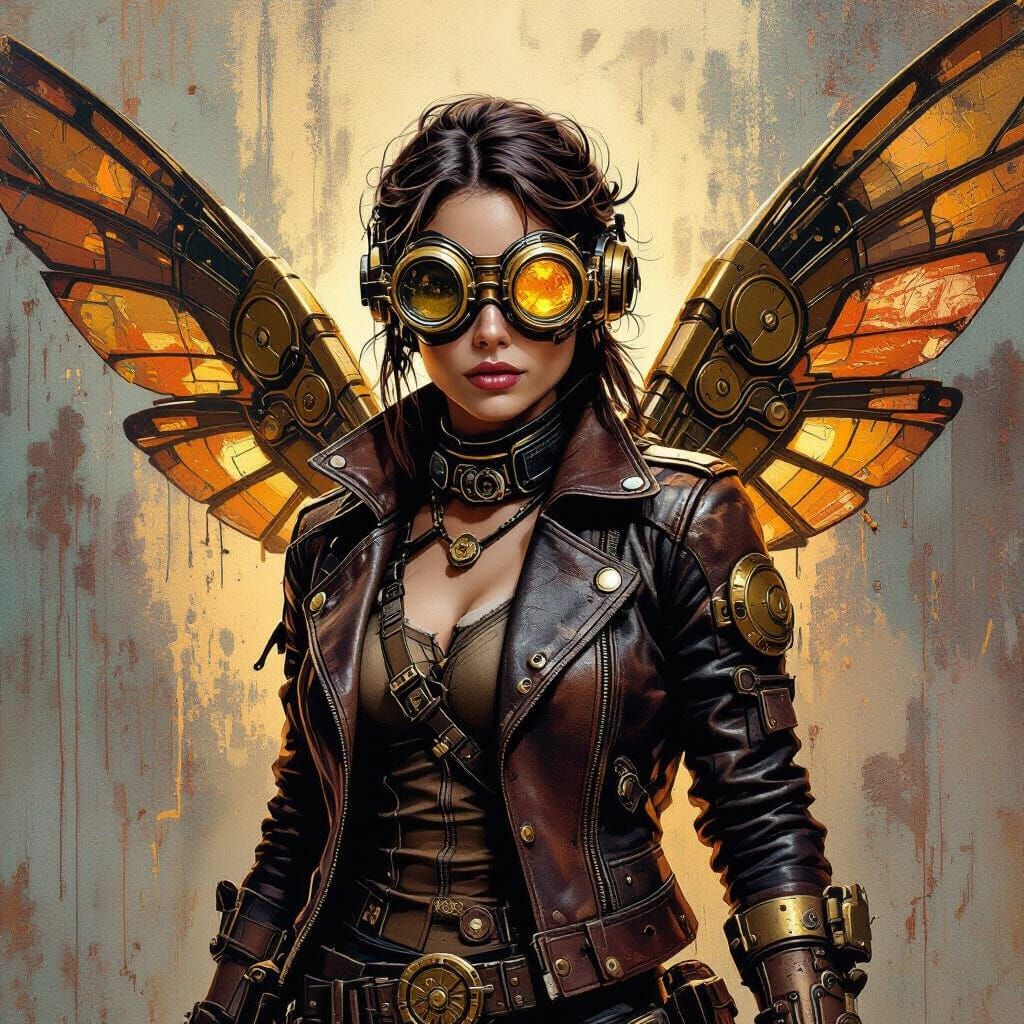Steampunk Adventurer with Mechanical Wings in Polychromatic ...
