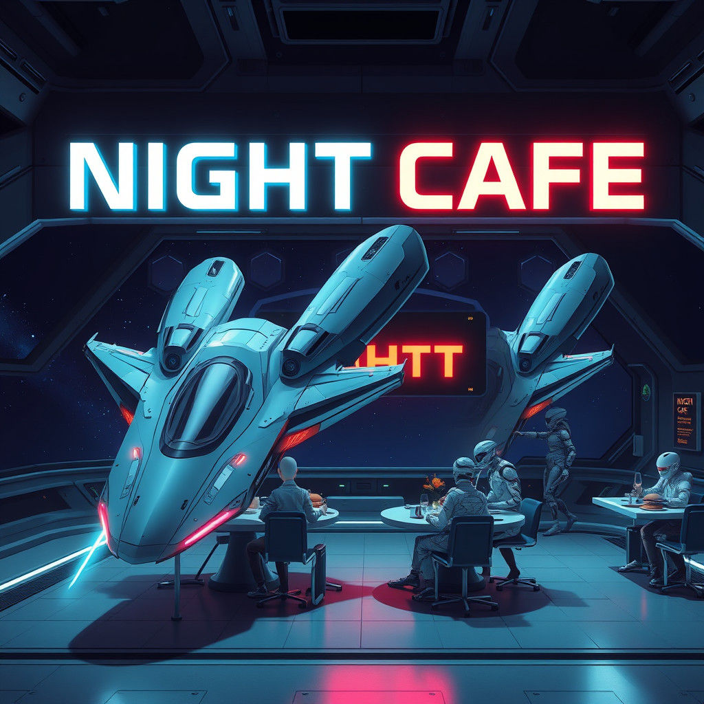 Futuristic Space Cafe with Alien Shuttles