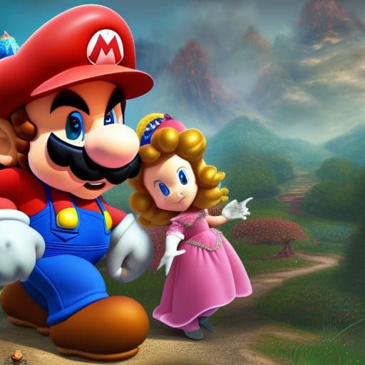 Mario and Princess Peach: Detailed Fantasy Art