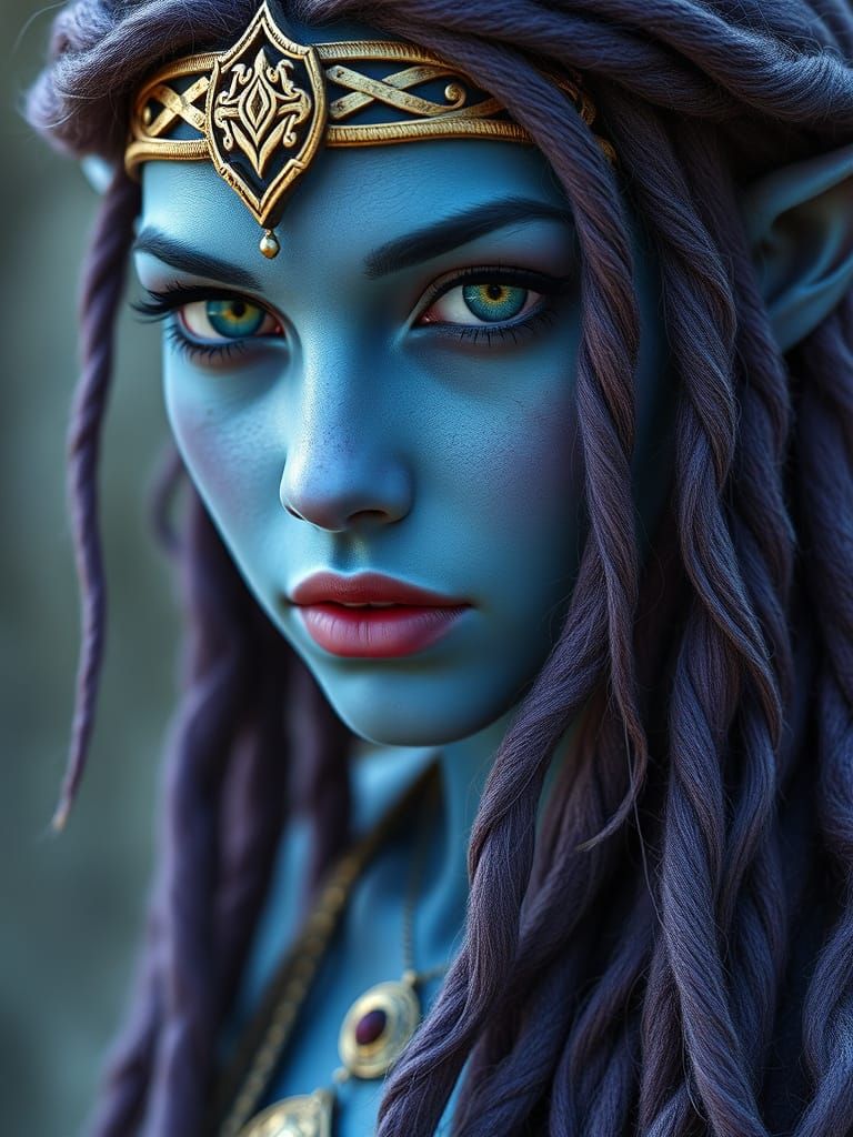 Ethereal Elf Maiden with Vibrant Locks