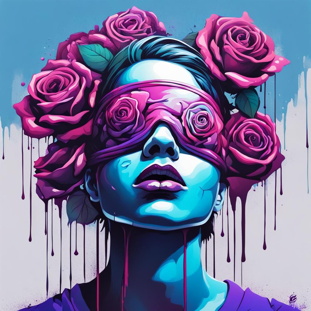 Rose Blindfold in Graffiti Street Art Style