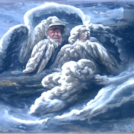 Angels in Clouds, Oil Painting Style