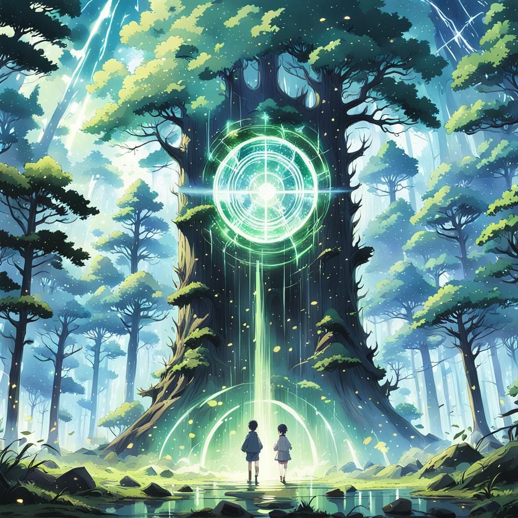 Magical Portal in Forest: Anime Key Visual