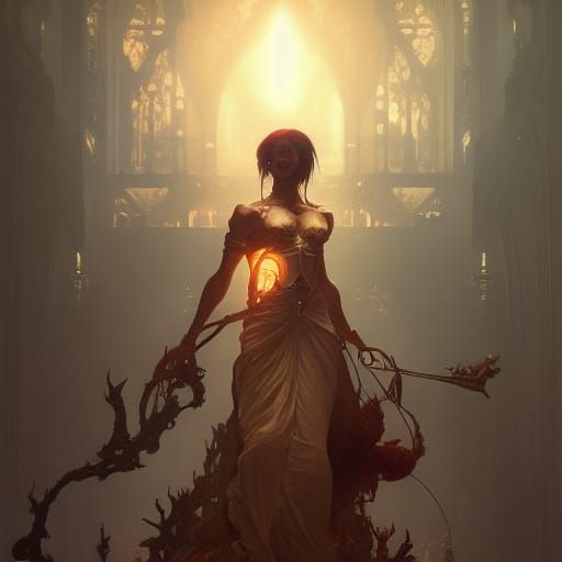 Dark Fantasy Masterpiece in Purple and Yellow