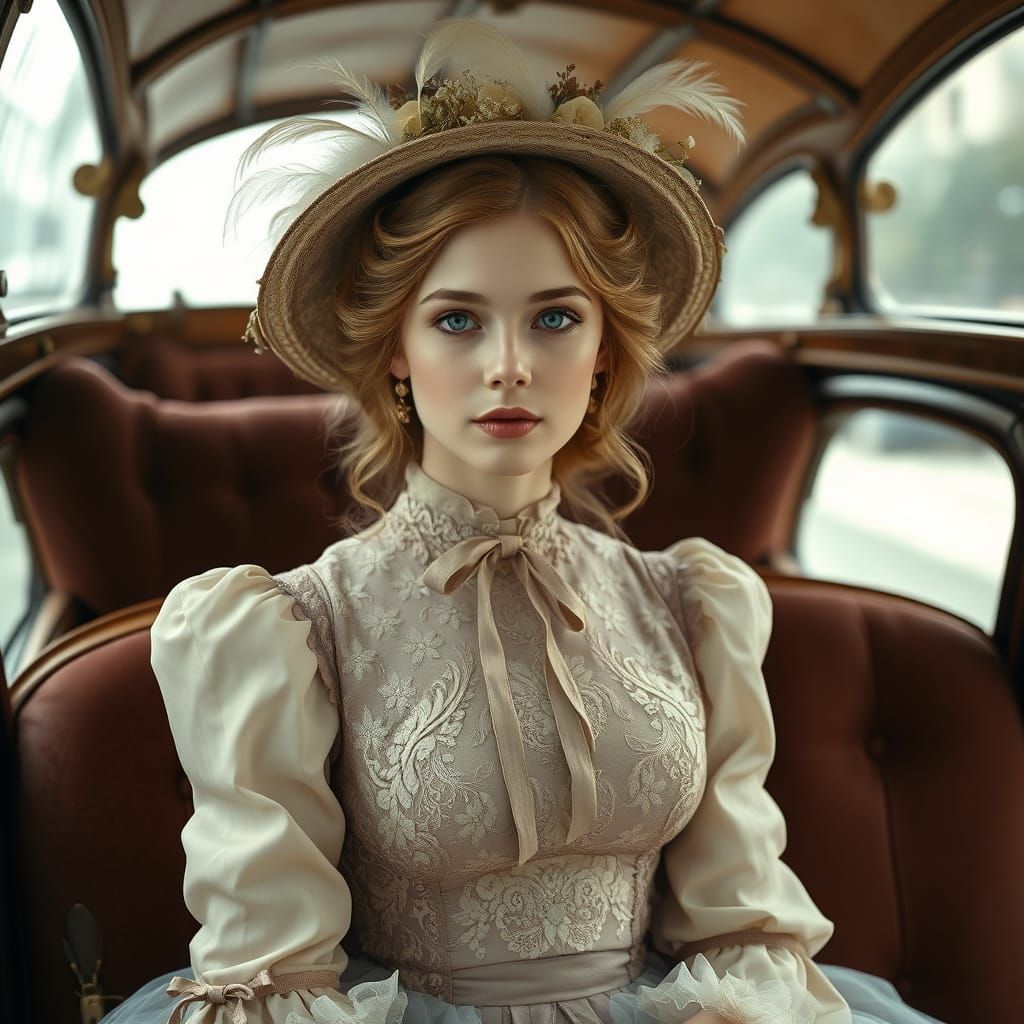 Elegant Lady in 1890's Attire, Exuding Ultra Femininity