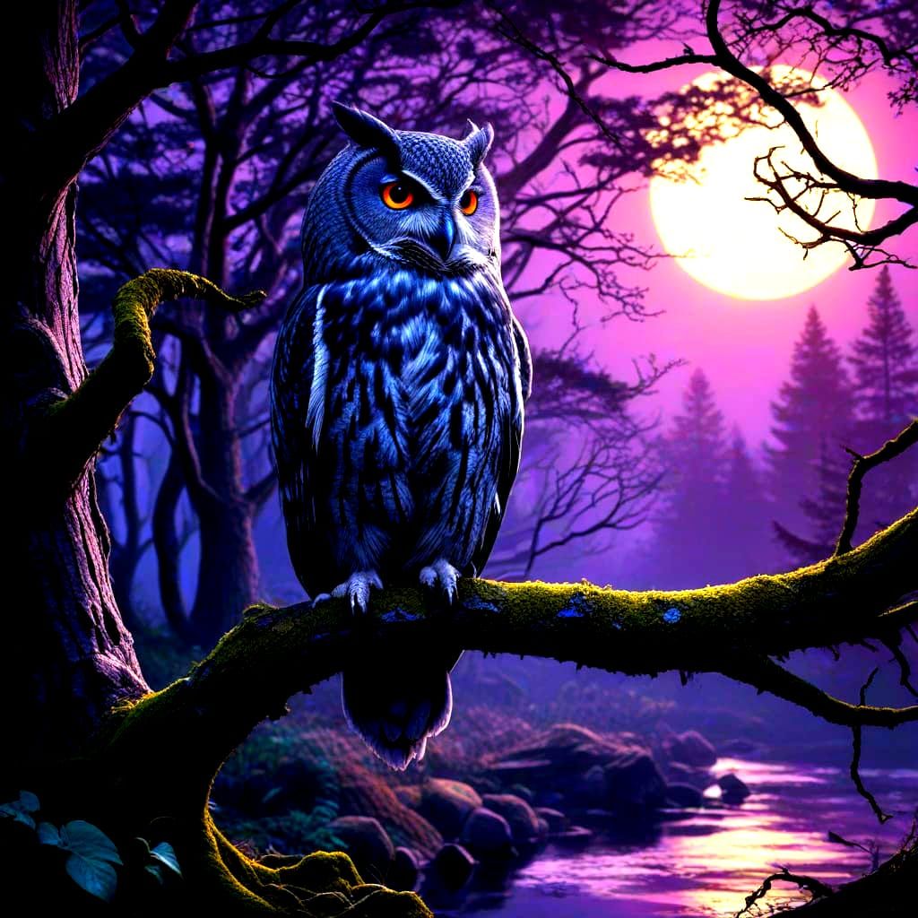 Majestic Owl in Enchanted Forest Twilight