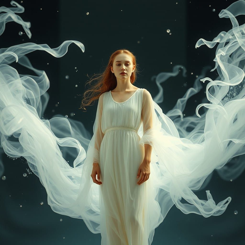 Ethereal Woman in Weightless Atmosphere