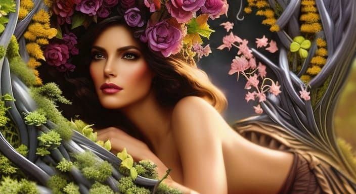 Entwined: Woman's Face Covered in Vines