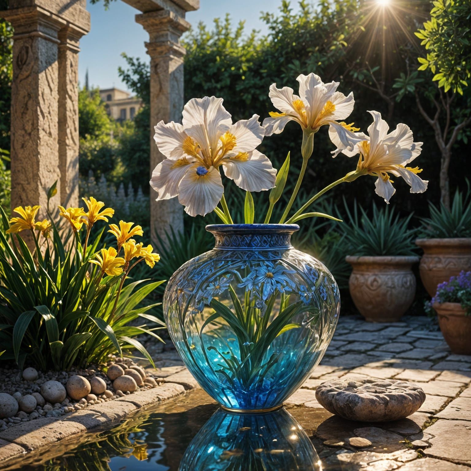 Garden of Greek Enchantment in Vibrant Colors