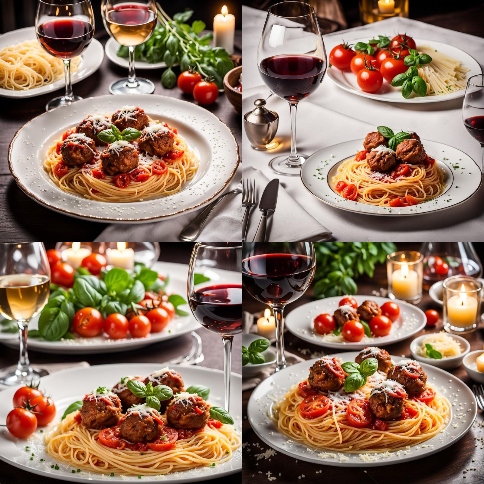 Still Life: Spaghetti with Meatballs in Restaurant