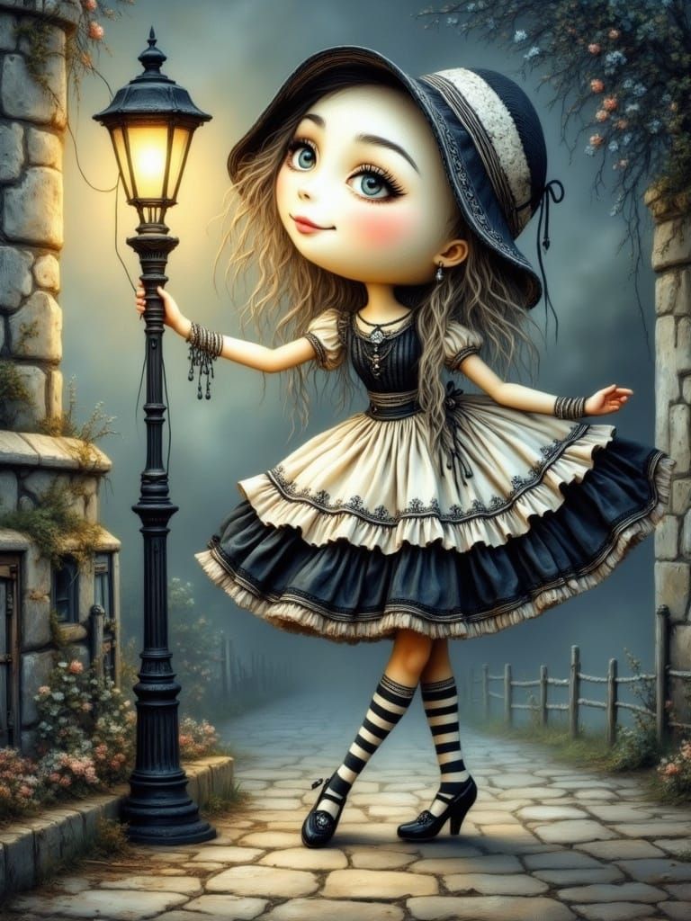 Whimsical Girl Reaches for the Moon in a Dreamy, Moonlit Sce...