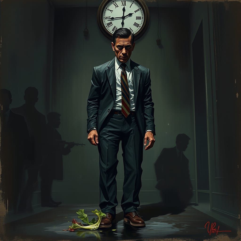 Nervous Witness and Ominous Shadows in Cinematic Style