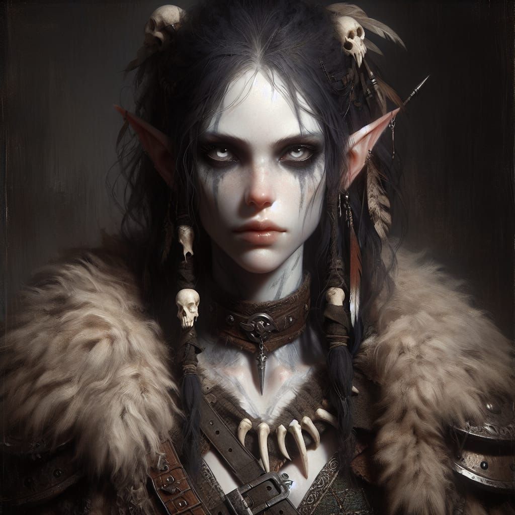 Brooding Elf Barbarian with Sinister Adornments