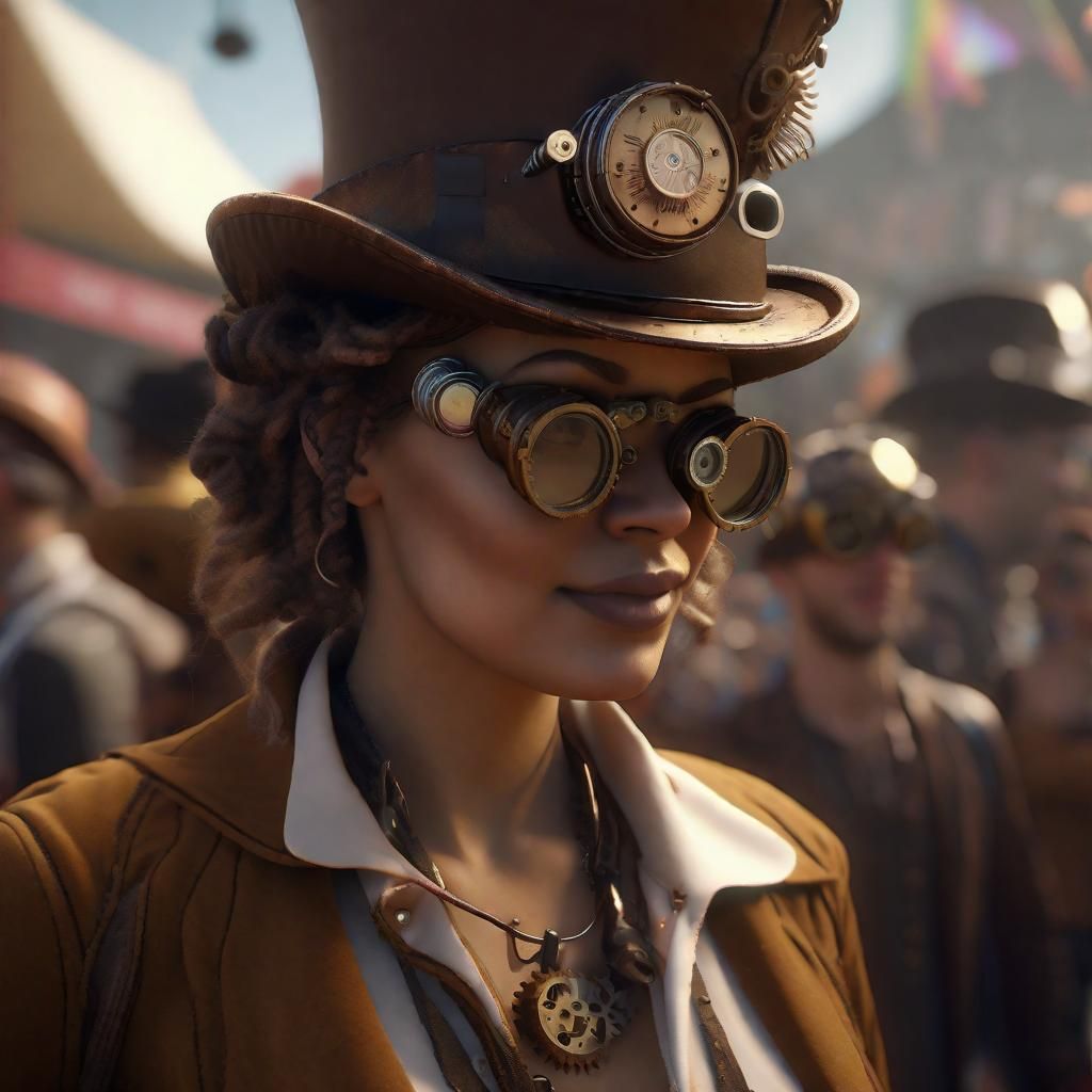 Steampunk Woman Portrait in 3D Octane Render
