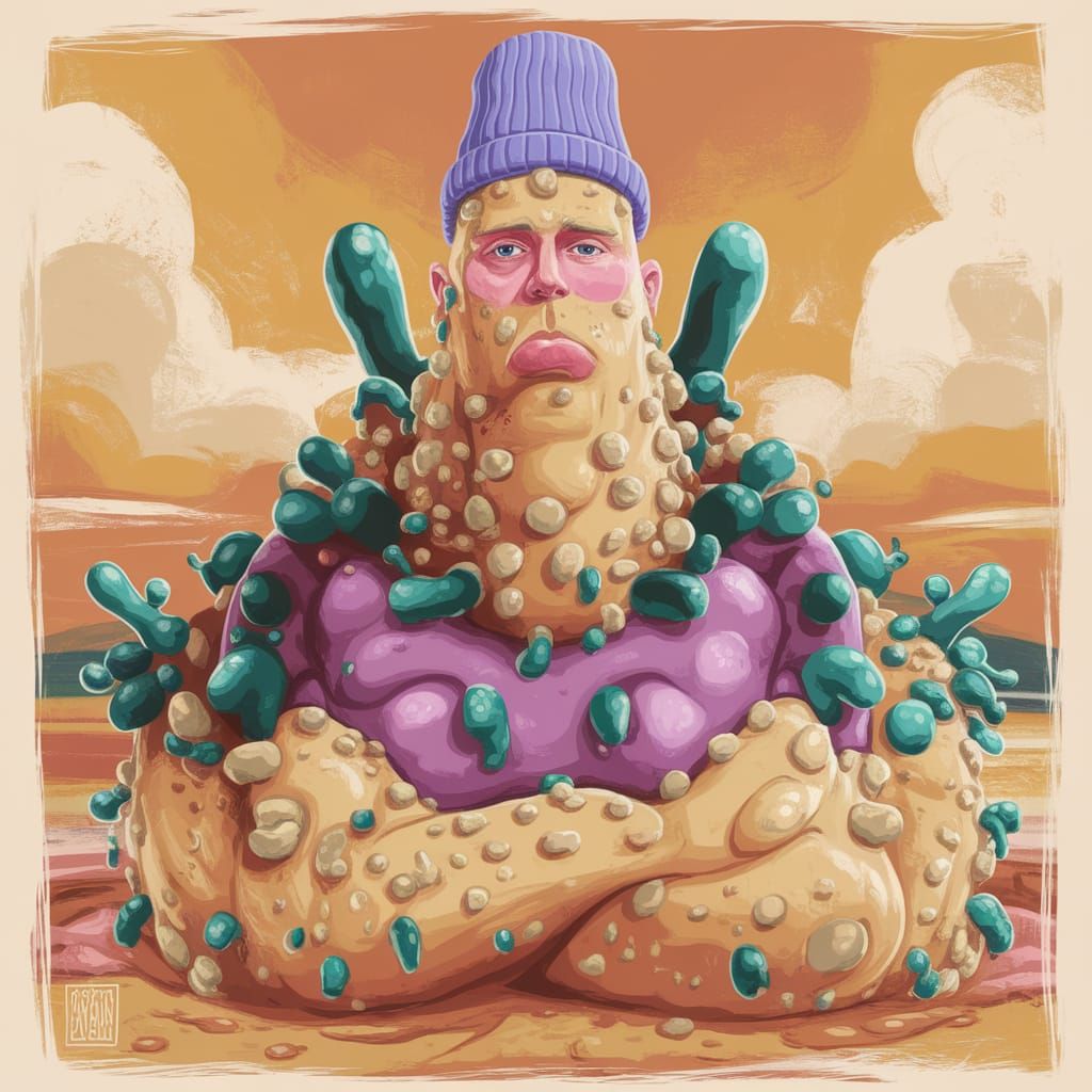 Neo-Dada Portrait of a Machine Man in a Beanie