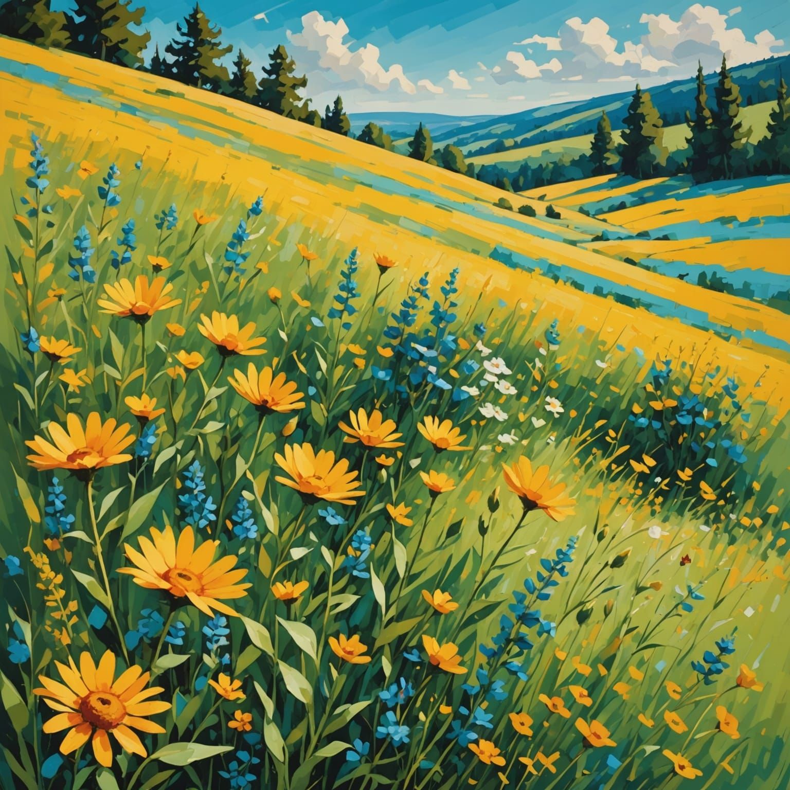 Warm Sunny Day in Vibrant Digital Art