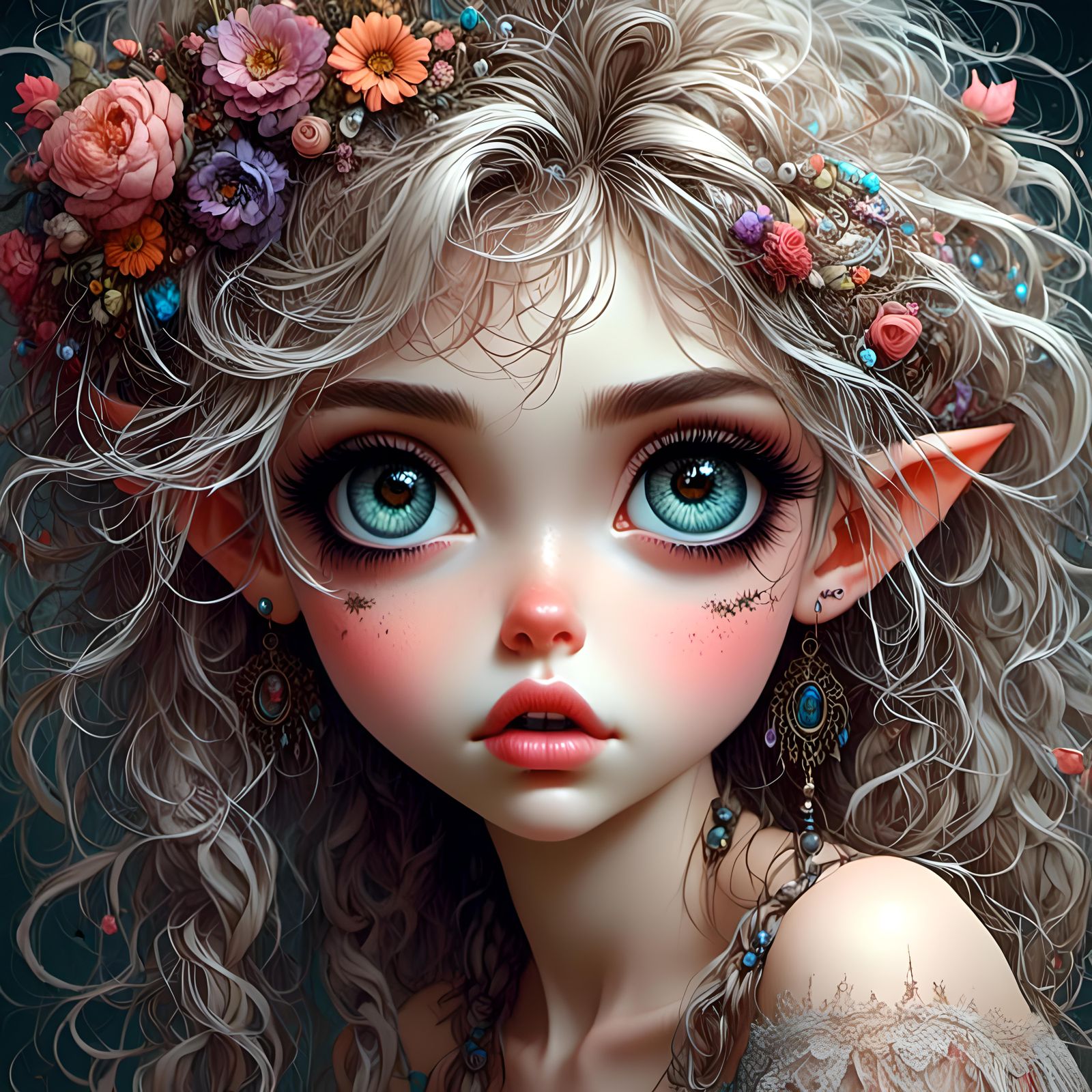 Beautiful Pixie Girl with Expressive Eyes