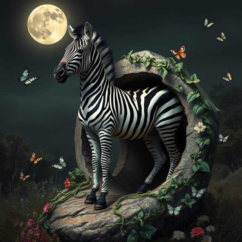 Surreal Zebra in Maximalist Macrophotography