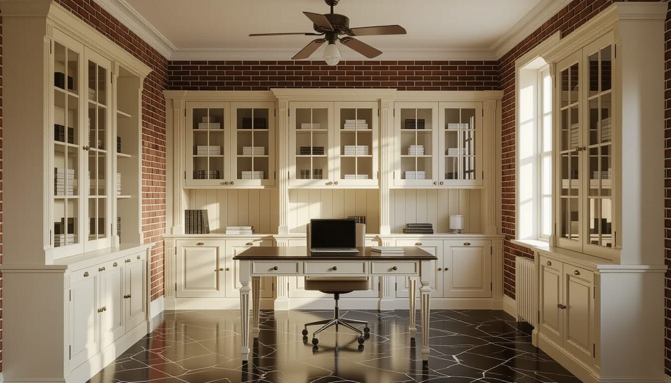Tidy Victorian Working Room with Modern Laptop