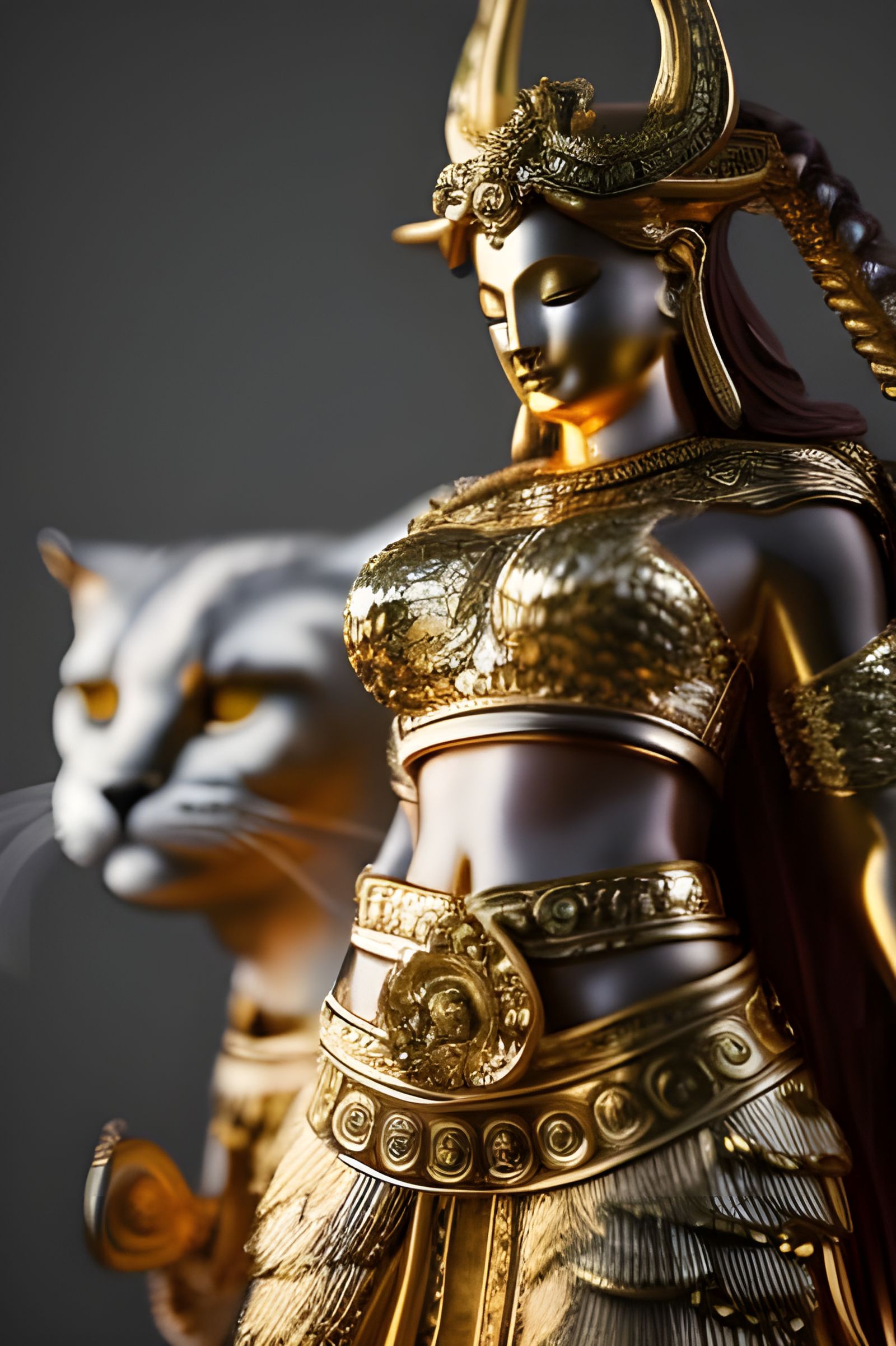 Goddess Freya Statue with Cats in Viking Temple