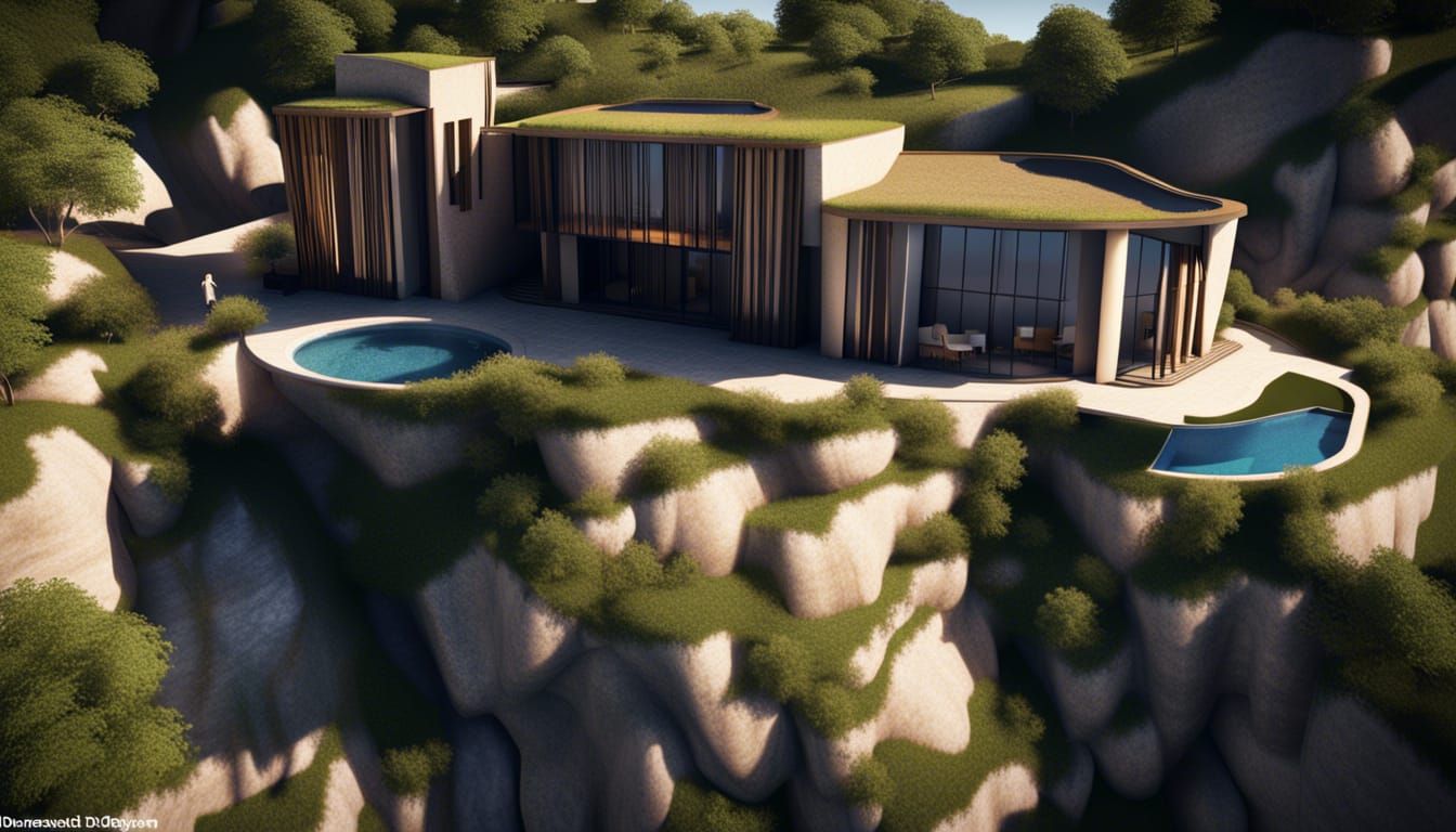 Luxury Villa Overlooking Megalopolis: 3D Render