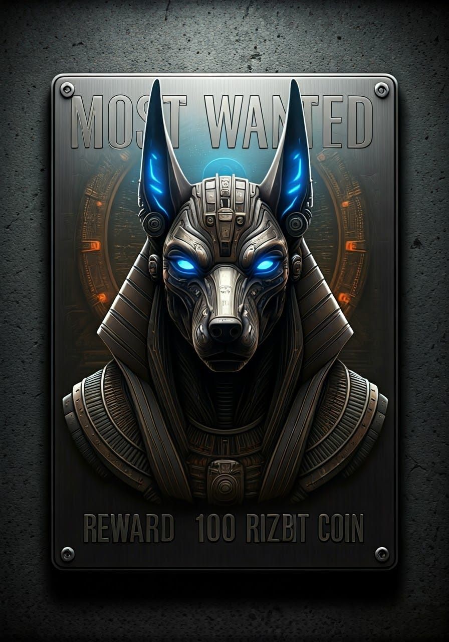 Cyberpunk Anubis Engraved on Steel Plaque