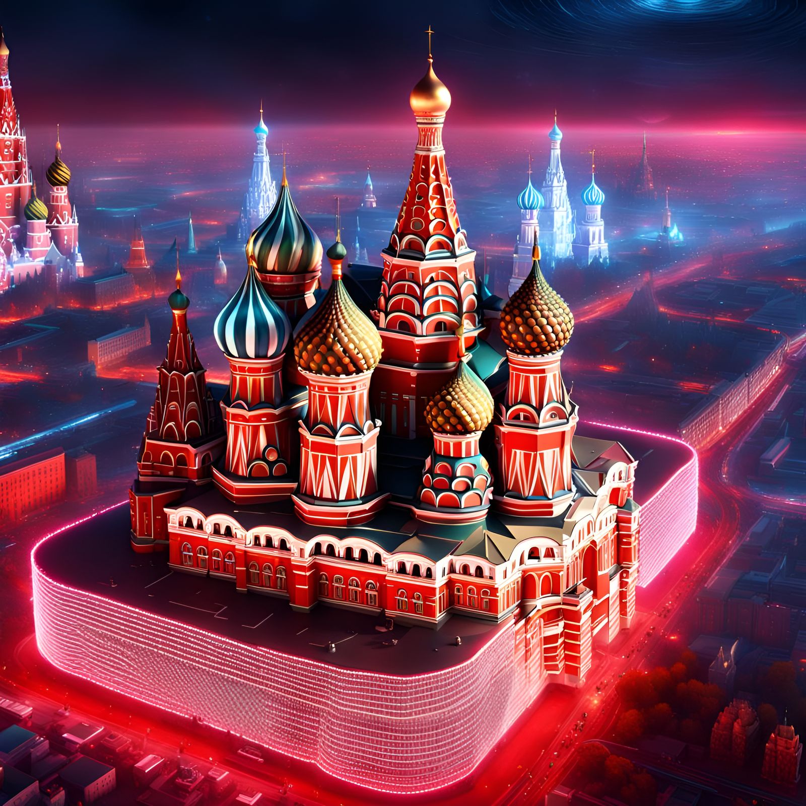 Red Square Moscow: Galactic Embassy in Cyberpunk Style