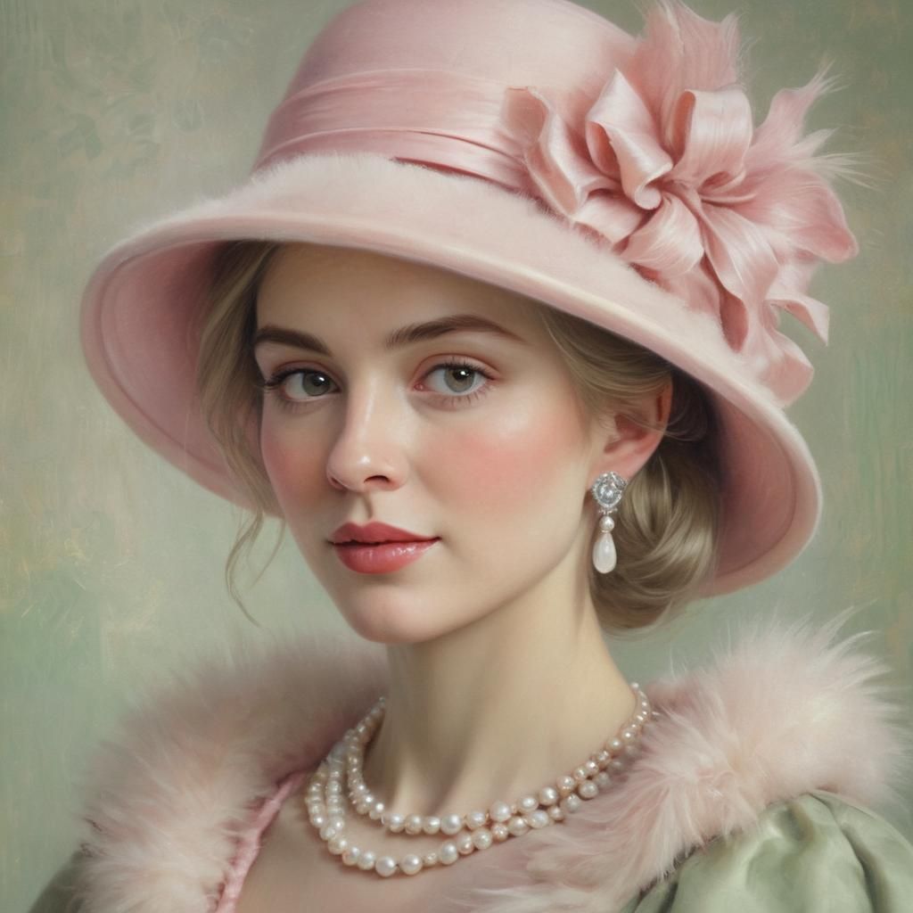 Elegant Victorian Woman Portrait in Impressionist Style
