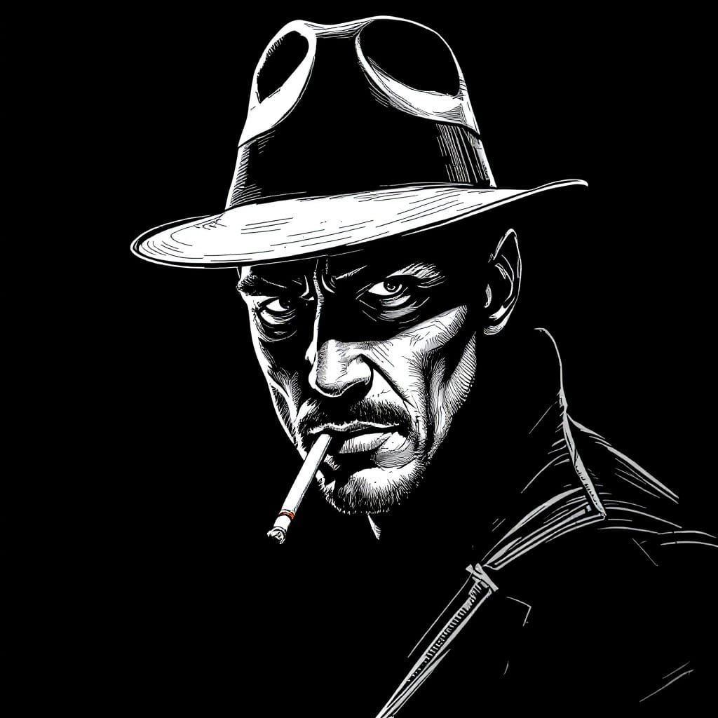 Chiseled Detective in Noir Style