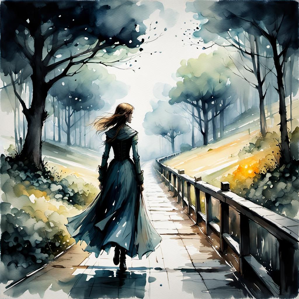 Fantasy Path Watercolor Illustration