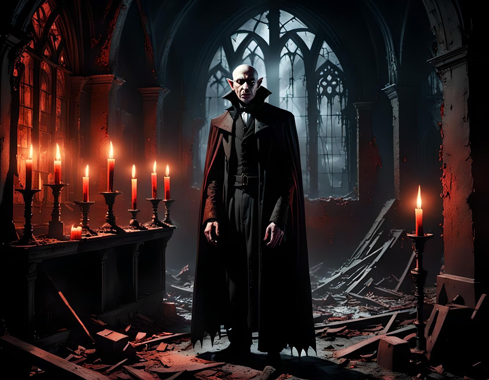 Nosferatu in Post-Apocalyptic Gothic Steampunk Bedroom