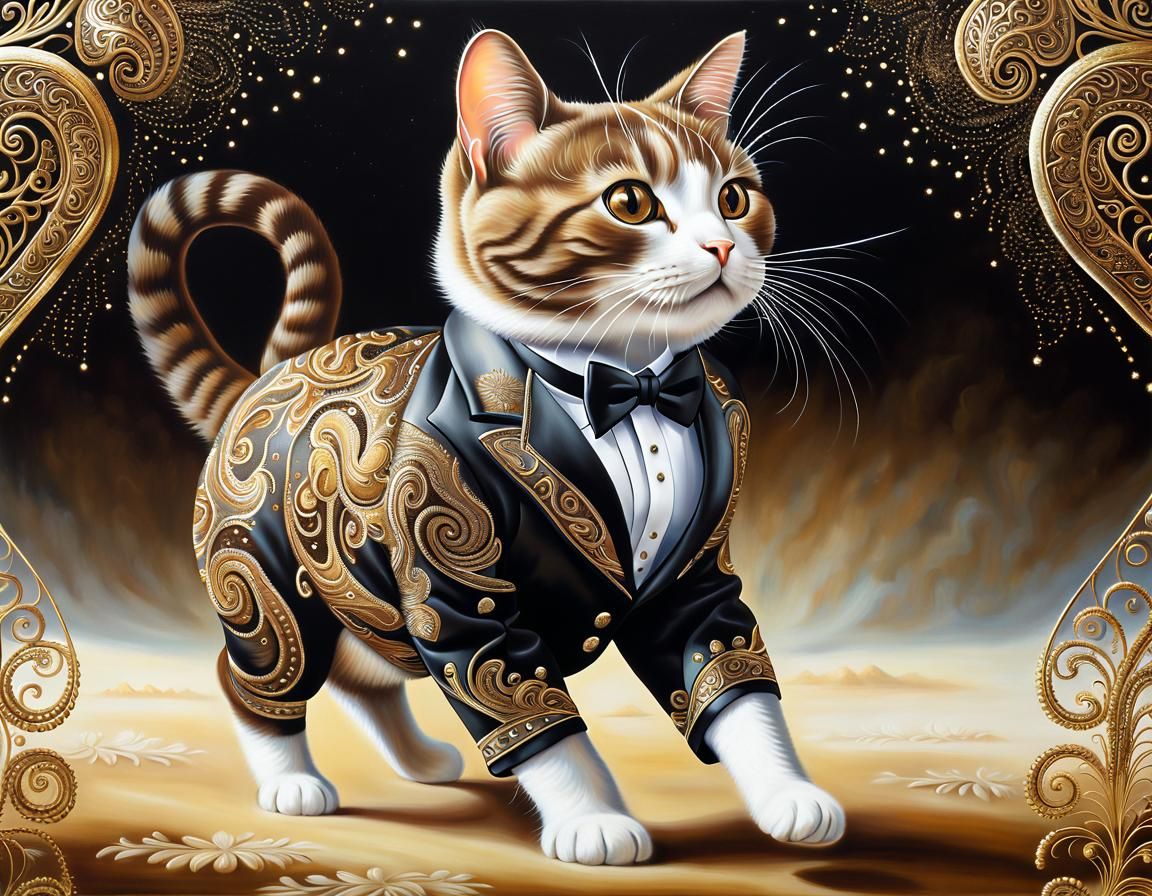 Fancy Paisley Business Cat