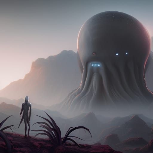 Detailed Grey Alien Concept Art