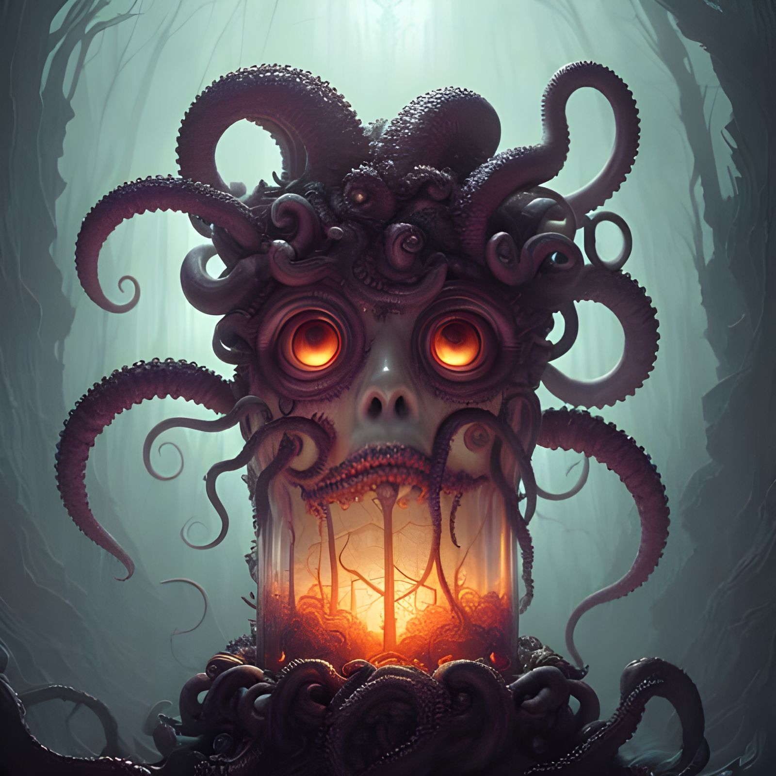 Cthulhu Monster in a Jar: Dark Underwater Art