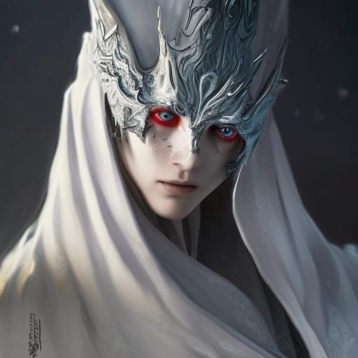 Cruel Elf Wizard in Ornate Robes, Digital Art