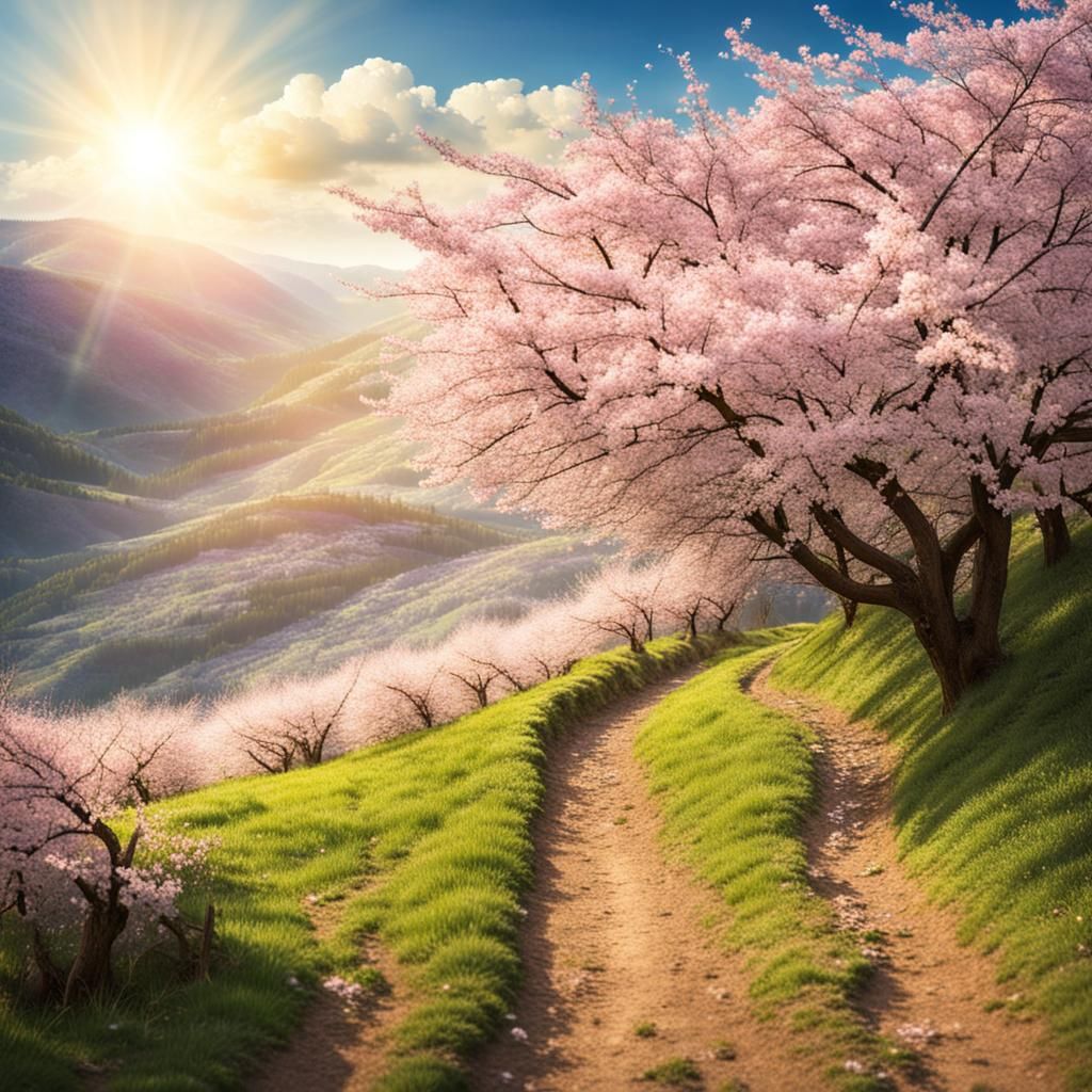Cherry Blossoms in Springtime Valley