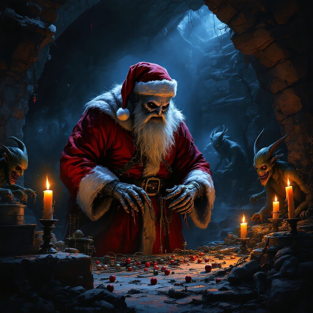 Creepy Santa Workshop in Catacombs with Goblin Elves