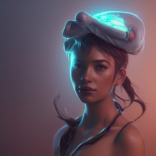 Hyperdetailed Portrait of a Blue-Skinned Woman