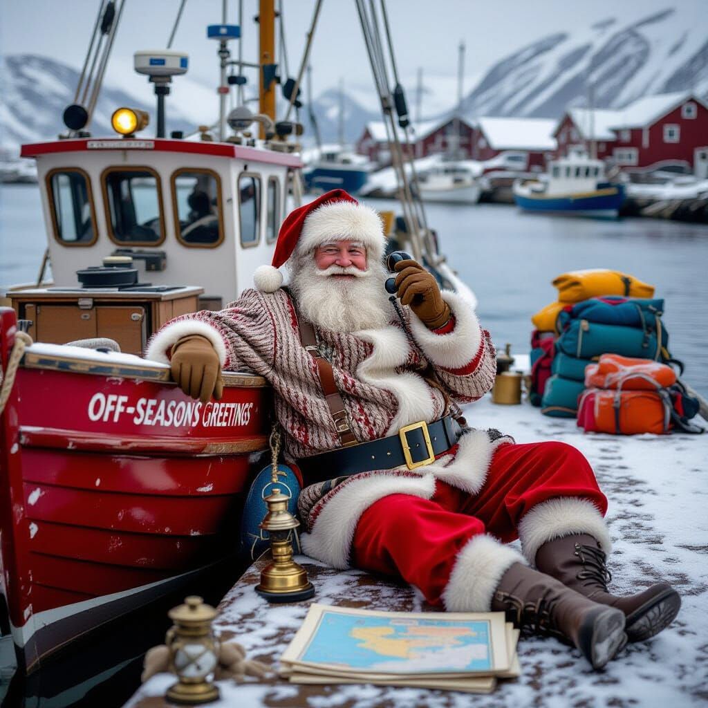 Santa gets ready for his annual fishing expedition