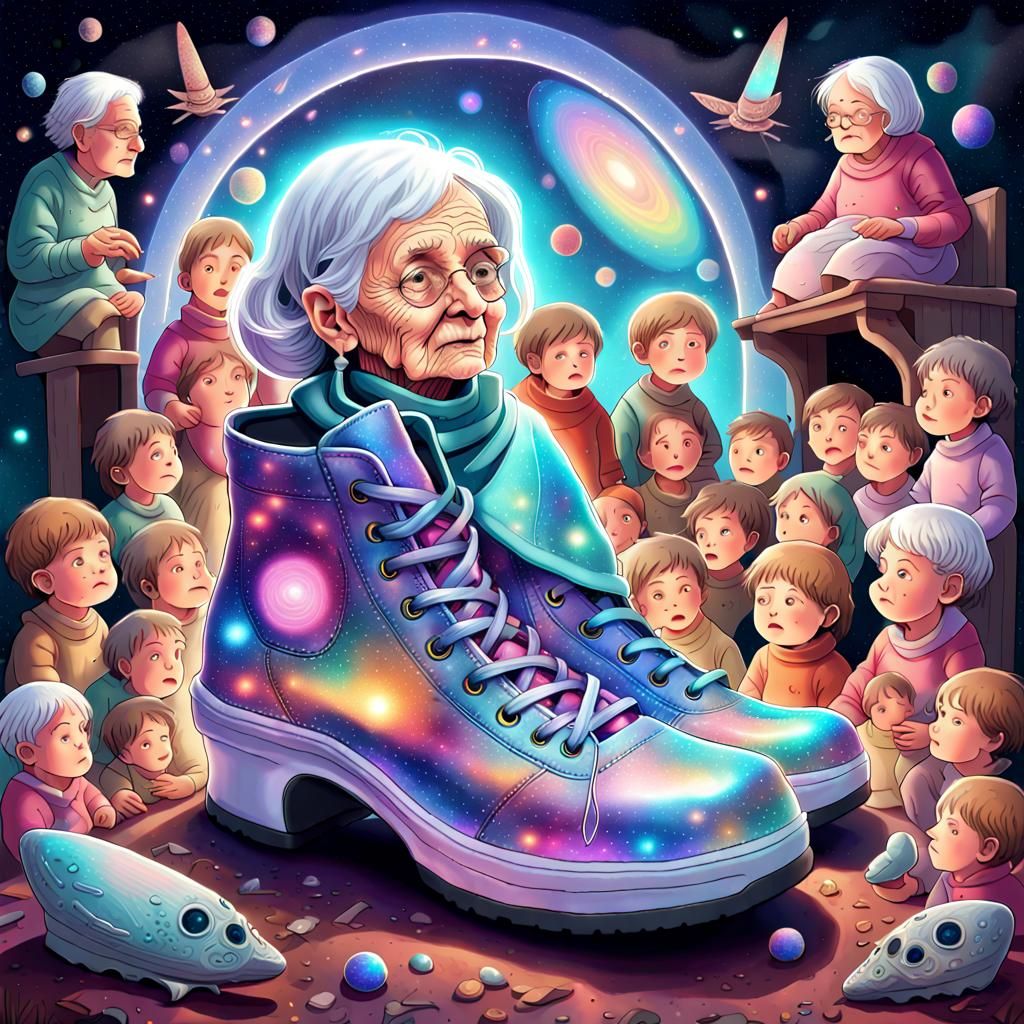 Old Woman in a Shoe: Holographic Astral Illustration