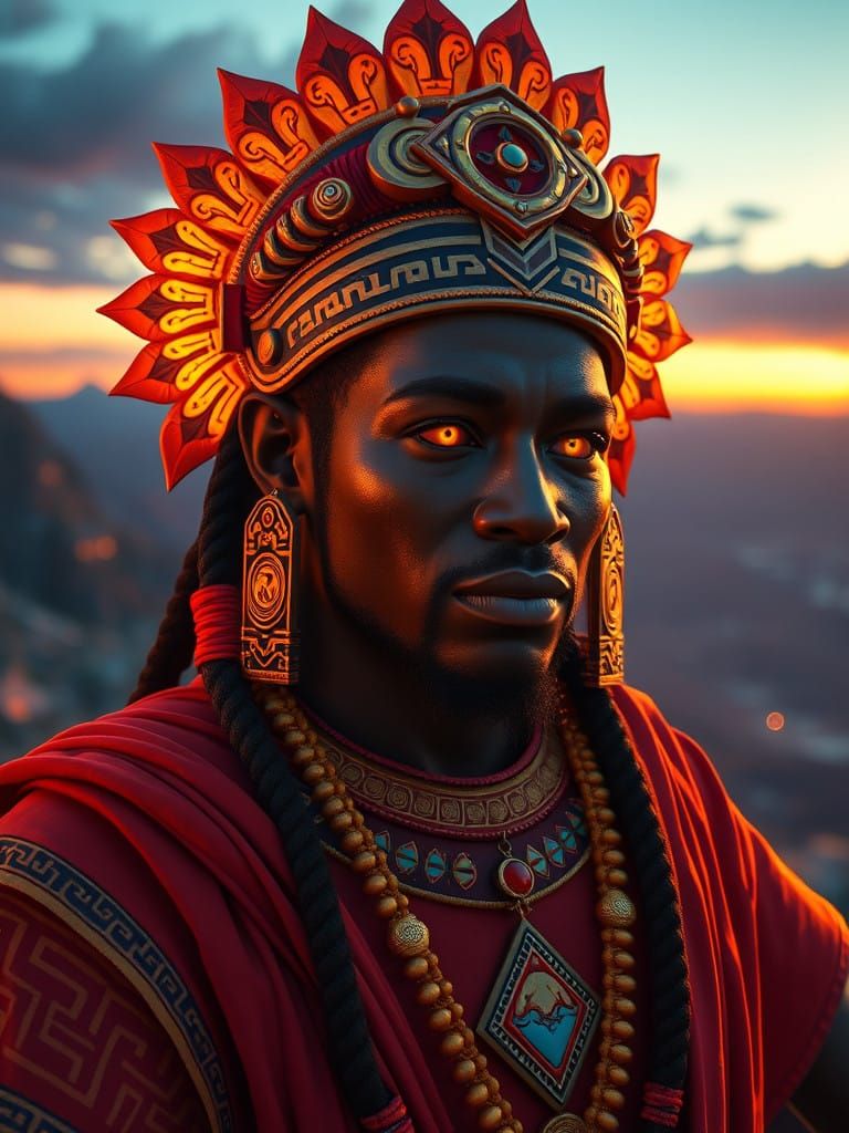 Divine Incan Sun God Inti Unfolds in Majestic Andean Landsca...