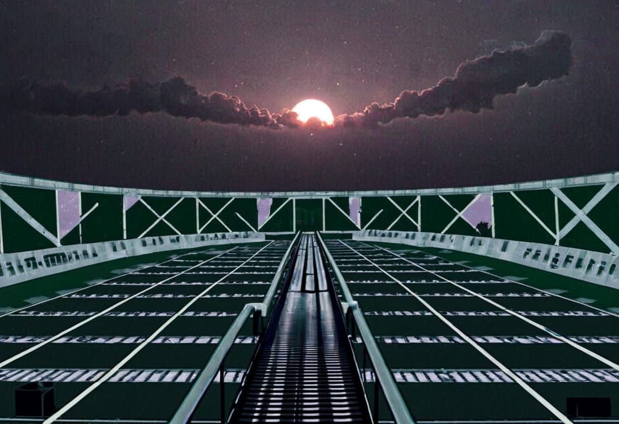 Dystopian Sci-Fi Landscape Under Acid Clouds