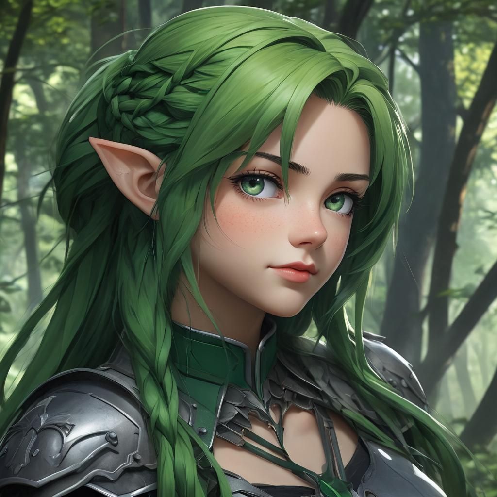 Green Elf up close, in an Anime way