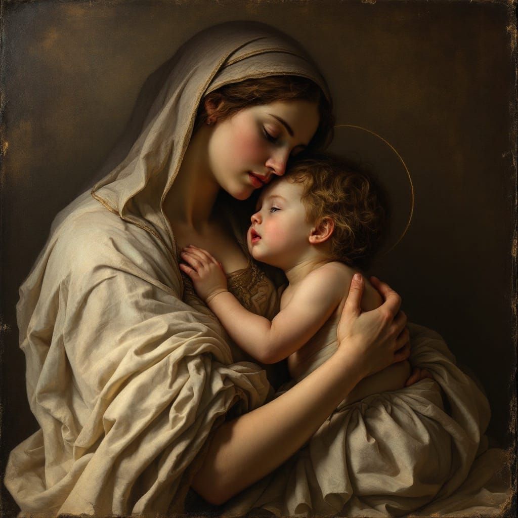 Motherly Devotion in Warm, Golden Light