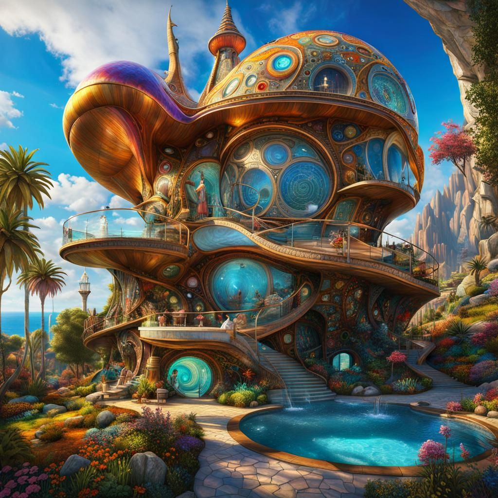 Futuristic Middle-Earth Snail House with Millefiori Details