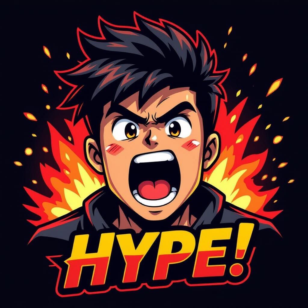 Dynamic Hype Twitch Emote with Fiery Accents