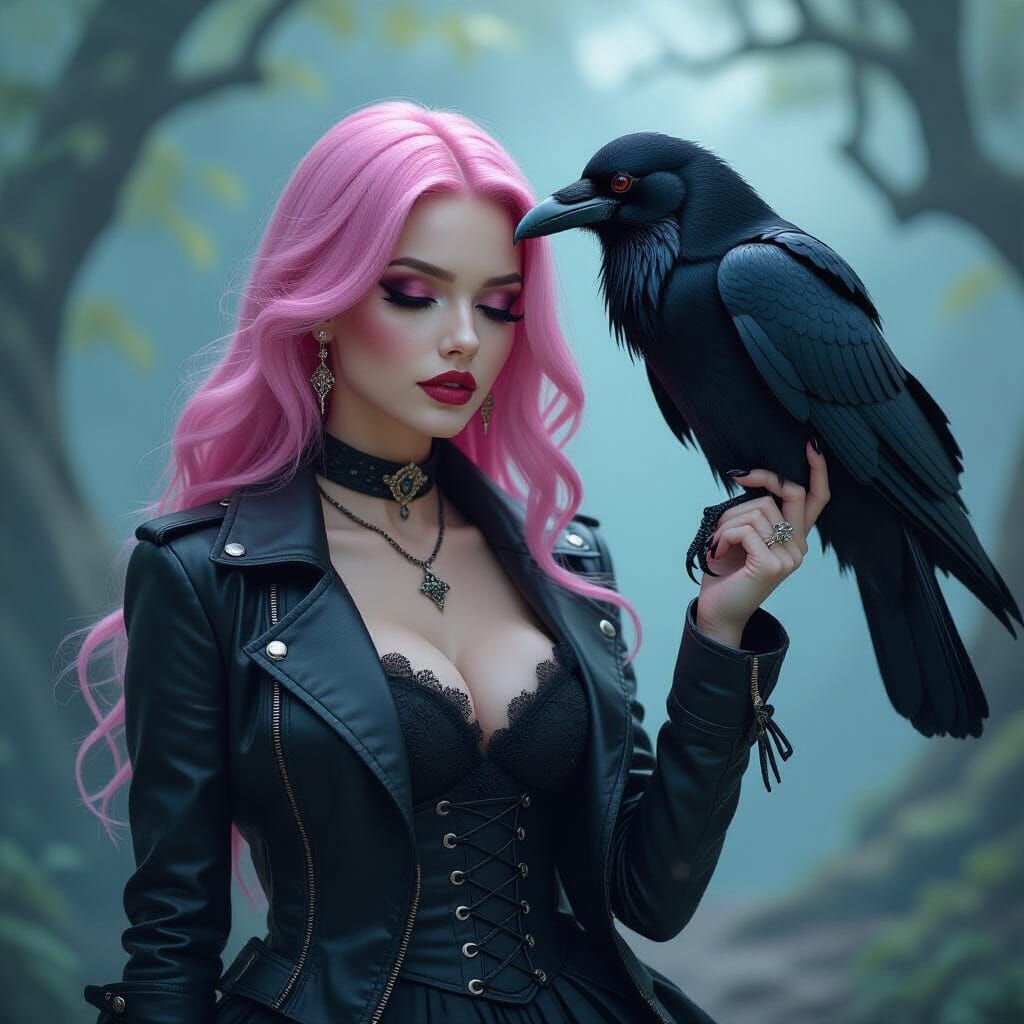 lady and her raven