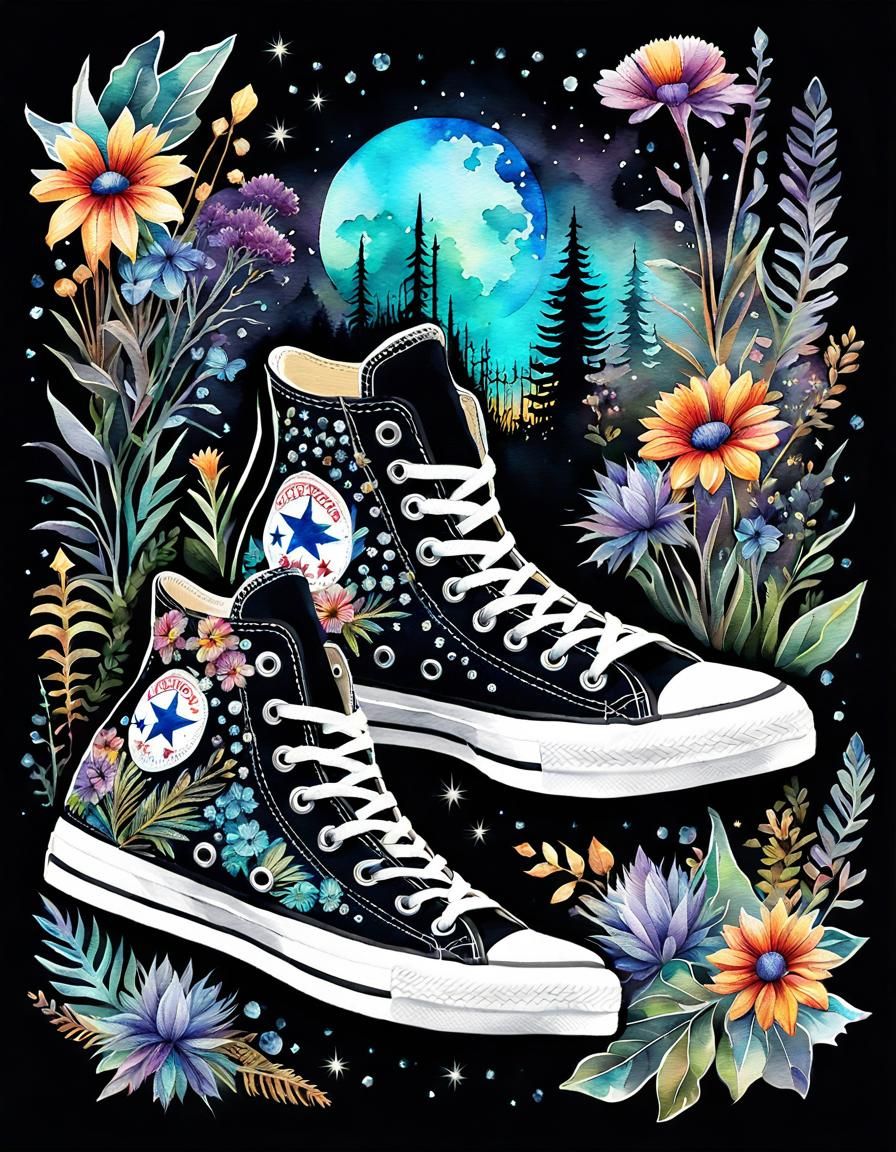 Steampunk Converse in Watercolor Style