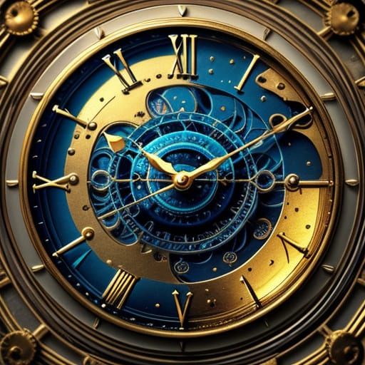 Surreal Dali-Inspired Clockscape with Melting Numbers and Go...