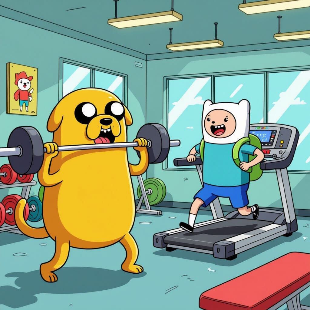 Adventure Time Duo in Retro Gym